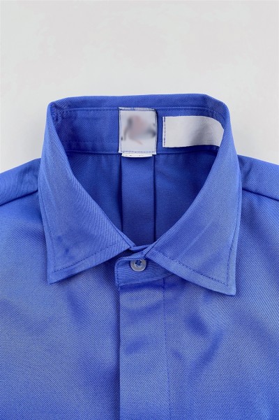 大量訂購藍色純色男裝短袖襯衫      設計工作服襯衫    可印logo    公司制服   團隊制服   恤衫專門店   透氣   舒適   R378 細節-2